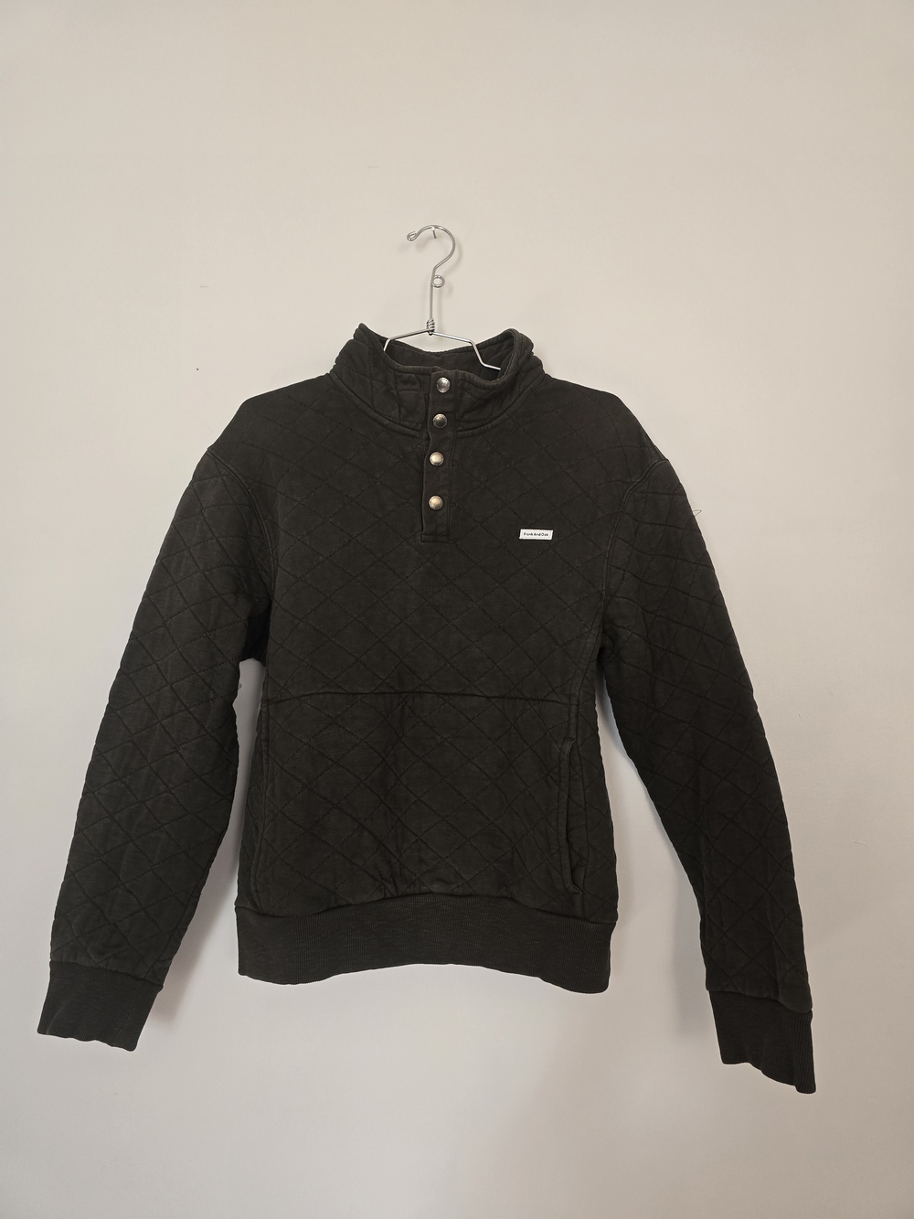 Frank & Oak Quilted Half-Snap Men's Sweater - Black